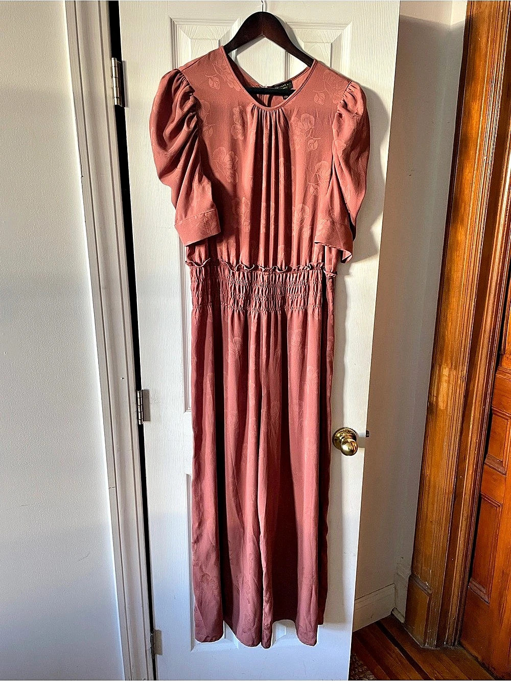 Anthropology / Current Air Floral Puff Sleeve Jumpsuit in Pink - Like New